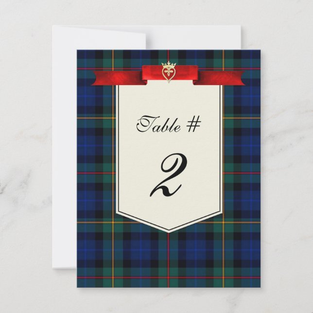 Stilvoller Smith Tartan Kariert Wedding Tischnumme Einladung (Vorderseite)