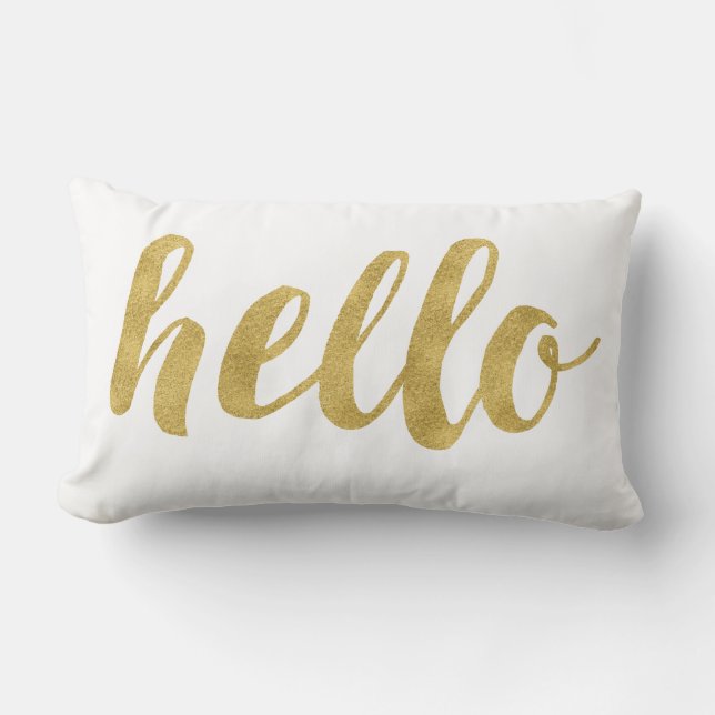 Stilvoller Spaß Hello In Gold Decorative Lendenkissen (Vorderseite)
