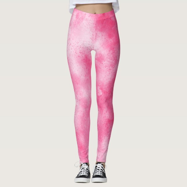 Stilvoller Sturmwolkeneffekt Rosa Leggings (Vorderseite)
