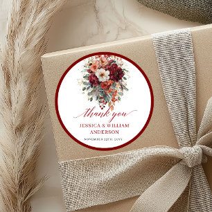 Stilvoller Terrakotta-Herbst-Hochzeitsaufkleber Runder Aufkleber