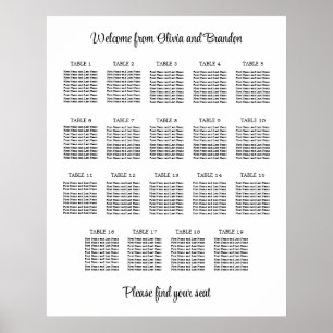Stilvoller Tisch-Sitzplanposter für die Hochzeit m Poster