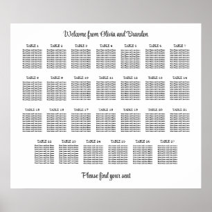 Stilvoller Tisch-Wedding-Seating-Chart-Poster für Poster