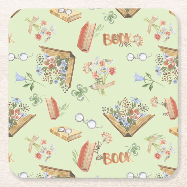 Stilvoller Untersetzer mit Buchmotiv (Vorderseite)