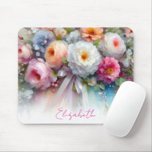 Stilvoller Wasserfarben-Blumen- Ihr benutzerdefini Mousepad
