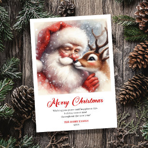 Stilvoller Weihnachtsmann Rudolph Cartoon Weihnach Feiertagskarte