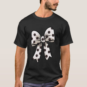 Stilvoller weißer Polka-Punkt-Bogen Retro-Coquette T-Shirt