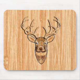 Stilvoller weißer Schwanz-Rotwild-Kopf-hölzerner Mousepad