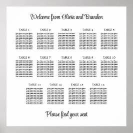 Stilvolles 14 Table Wedding Seating Chart Poster