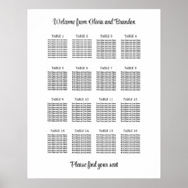 Stilvolles 16 Tisch Hochzeitskartentabelle Poster