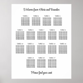 Stilvolles 17 Tisch Hochzeitsstühle-Chart-Poster Poster