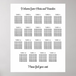 Stilvolles 19 Tisch Hochzeitskartentabelle Poster