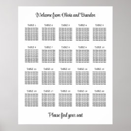Stilvolles 20 Table Wedding Seating Chart Poster