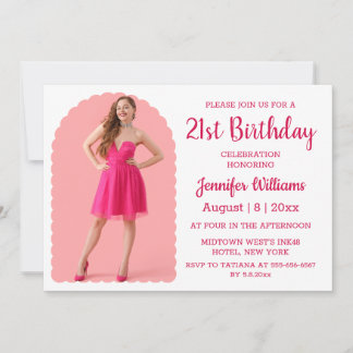stilvolles 21. Geburtstag pinkfarbenes, minimalist Einladung