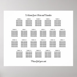Stilvolles 22 Table Wedding Seating Chart Poster