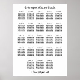 Stilvolles 23 Table Wedding Seating Chart Poster
