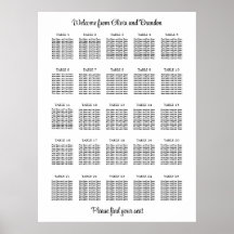 Stilvolles 25 Table Wedding Seating Chart Poster
