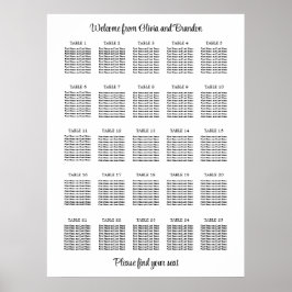 Stilvolles 25 Table Wedding Seating Chart Poster