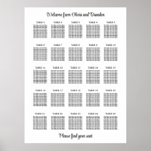 Stilvolles 25 Table Wedding Seating Chart Poster