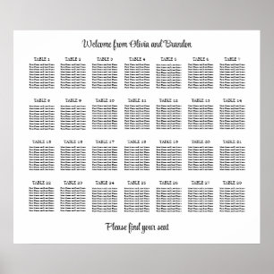 Stilvolles 28 Table Wedding Seating Chart Poster