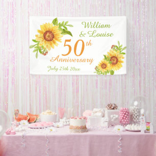 Stilvolles 50-jähriges Party der Blumenblume Banner
