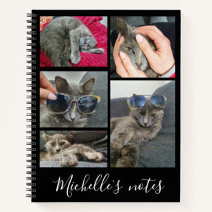 stilvolles 5-Foto-Katzenkollektiv für ein schwarze Notizbuch