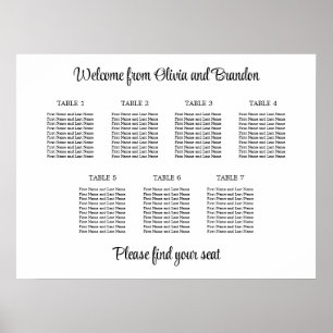 Stilvolles 7 Table Wedding Chart Poster