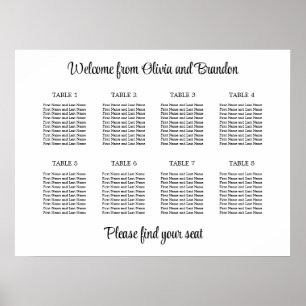 Stilvolles 8 Table Wedding Chart Poster
