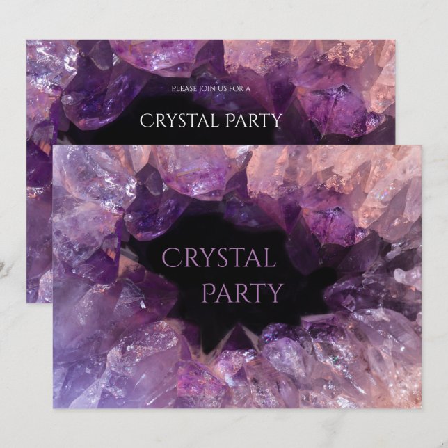 Stilvolles Amethyst Crystal Party Einladung (Vorne/Hinten)