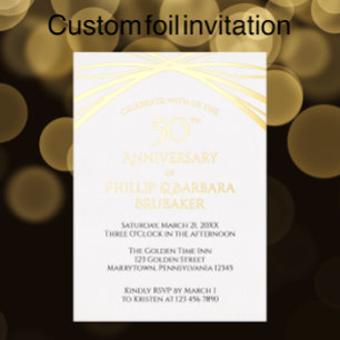 Stilvolles Arch Golden 50th Wedding Anniversary Pa Folieneinladung