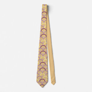 Stilvolles Art Deco Gold- und Purpur-Ventilator-De Krawatte