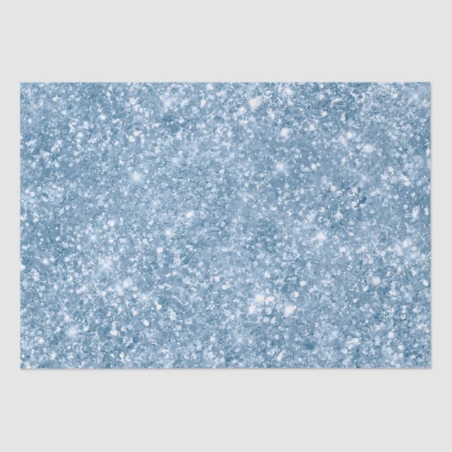Stilvolles Baby Blue Shimmer Glitzer Glam Muster Seidenpapier (Vorderseite)