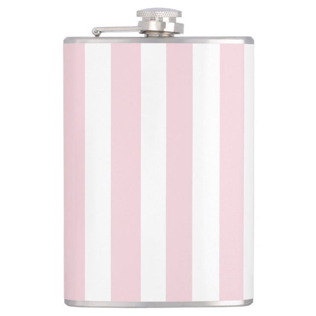 Stilvolles Baby Pink und White Striping Moderne Vi Flachmann (Vorderseite)