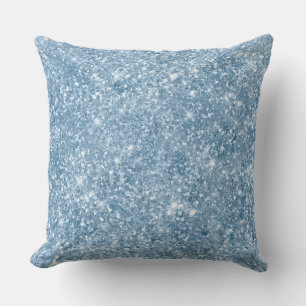 Stilvolles Babyblau-Schimmer-Glitter-Glam-Muster Kissen