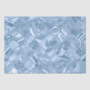 Stilvolles Babyblaues Glitter- und Folien-Quatrefo Seidenpapier