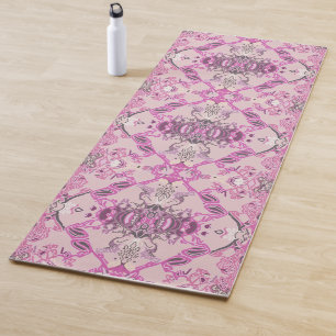 Stilvolles Barockmuster in rosa Farbtönen Yogamatte