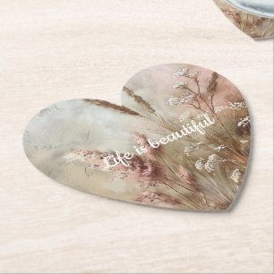 Stilvolles Beiges Rosa Boho Blumenmuster  Untersetzer