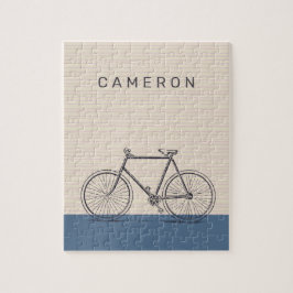 Stilvolles Bike Zeichnend Blush and Blue Personali Puzzle