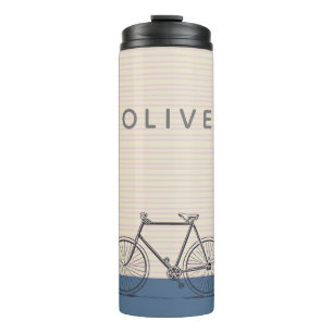 Stilvolles Bike Zeichnend Blush and Blue Personali Thermosbecher