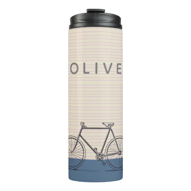 Stilvolles Bike Zeichnend Blush and Blue Personali Thermosbecher (Vorderseite)