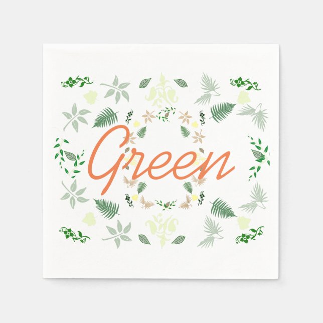Stilvolles, blass grünes Palm Fern Leaf Paper Napk Serviette (Vorderseite)