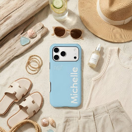 Stilvolles Blau & Creme Modernes Minimalistisches iPhone 15 Pro Max Hülle