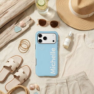 Stilvolles Blau & Creme Modernes Minimalistisches iPhone 15 Pro Max Hülle
