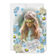 Stilvolles Blau & Grün Erste Heilige Kommunion Flo