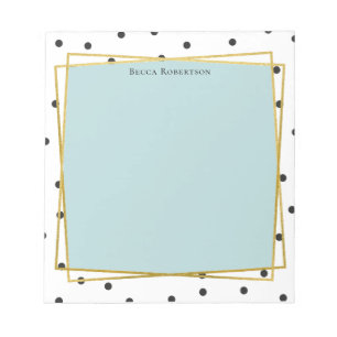 Stilvolles Blau mit Confetti Dots und Ihrem Namen Notizblock