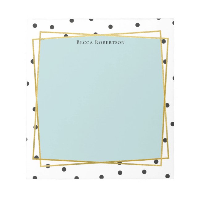 Stilvolles Blau mit Confetti Dots und Ihrem Namen Notizblock (Vorderseite)