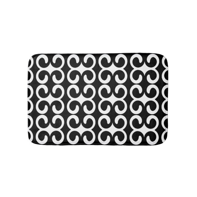 Stilvolles Blau-Schwarz-Muster Badematte (Vorderseite)