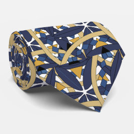 Stilvolles Blau- und Gold-Muster Krawatte