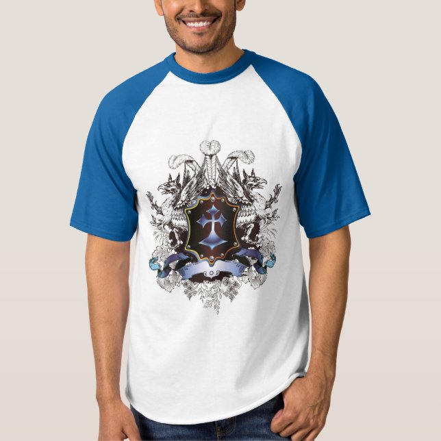 Stilvolles blaues Cross Design T-Shirt (Vorderseite)