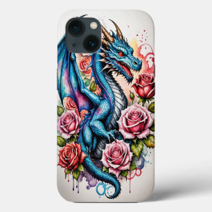 Stilvolles blaues Drachen-Handyhülle mit lebendige iPhone 13 Hülle