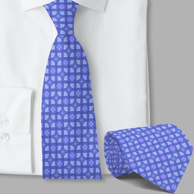 Stilvolles blaues geometrisches Muster Krawatte (Von Creator hochgeladen)